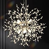KUNYEEE Moderne Feuerwerks-Kronleuchter Dandelion Pendelleuchte, Chromsilber 8 Leuchten G9 Leuchten,...