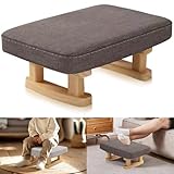 Hocker GrauFußhocker mit Festen Holzbeinen,Sitzhocker FußbankFusshocker mit...