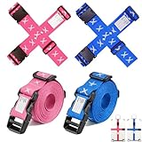 AEMCHDM Travel Kofferband, 4 Stück Schwerlast Personalisierter Koffergurt mit Adressschild,...