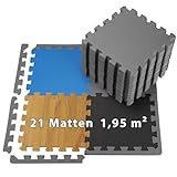 ALPIDEX 1,95 m² Bodenschutz Matte 21 Stück 30 x 30 x 1 cm Fitnessmatte Sportmatte Puzzlematte...