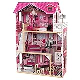 KidKraft Amelia Puppenhaus aus Holz mit Möbeln und Zubehör, Spielset mit Balkon und Aufzug für 30...