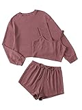 GORGLITTER Damen 3-teilige Set Loungewear Pyjama Sets mit Langarmshirt Camitop und Short Schlafanzug...