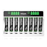 HiQuick Akku Ladegerät mit AAA Akku 8 Stück, für Mignon AA, Micro NI-MH wiederaufladbar...