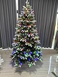 Künstlicher Weihnachtsbaum mit 8 Modi, zweifarbige Lichter, Tannenzapfen, Beeren – Dekoration...