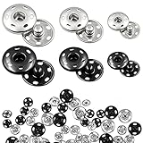Leikedun Druckknöpfe Set, 60 Sätze Druckknopf Schwarz Silber Metall Druckknöpfe zum Annähen für...