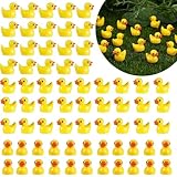 100 Stück Mini Enten Harz Gelb, Miniatur Enten Mini Resin Ducks, Mini Enten für Aquarium...