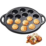 WUWEOT Aebleskiver-Pfanne, antihaftbeschichtet, Gusseisen, Pfannkuchen, Oktopus-Kugelgrill, 3,8 cm...