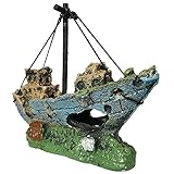 SLOME Aquarium Harz Boot Ornament - Aquarium Schiffbruch Dekorationen versunkene Schiff Ornament,...