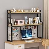 2-Etagen Schreibtisch Bücherregal Für Computer, Schreibtischregal Holz Und Metall, Tischregal Für...