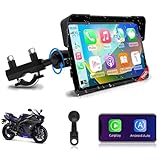【Großer Bildschirm】 Jansite 7 Zoll Motorrad Carplay Android Auto, 2,5D IPS Motorrad Display...