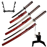 3er Schwert Set mit Ständer - Katana Schwert Echt, Wakizashi, Tanto - Samurai Schwert aus Stahl -...