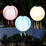 3er-Pack Solar Lampions Außen Wetterfest - Solar LED Laterne, Wasserdicht Nylon Hängende...