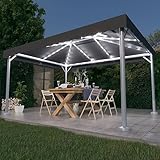 Pavillon mit LED Lichterkette 400x300cm Anthrazit Aluminium