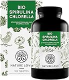 NATURE LOVE® Bio Spirulina + Bio Chlorella mit 500 mg pro Pressling. 500 Tabletten. Laborgeprüft &...