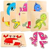 Faburo Holzpuzzle, 8St Holzpuzzle Montessori Spielzeug, Holzspielzeug ab 1 2 3 Jahren, Holzspielzeug...