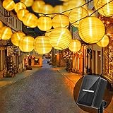 Bigzom Solar Lampions Außen Wetterfest,6 Meter Lampions Außen Wetterfest 20 LED Solar Lichterkette...
