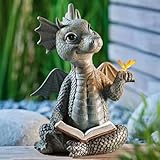 Hof-Drachen-Skulptur, Ornamente, Baby-Drache, Lesebuch-Statue, schöne Kunstharz-Statue, Lesebuch...