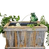 Miniteich Set - Holzkiste mit Aufsatz Teich Becken für Wasserspeier Frosch mit Pumpe und...