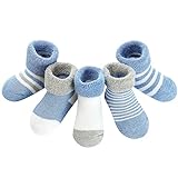 Domee Baby Socken Winter Frottee Warm Dicke Thermosocken Baumwolle 5er-Pack Weiß & Blau 1-3 Jahre...