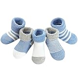 Domee Baby Socken Winter Frottee Warm Dicke Thermosocken Baumwolle 5er-Pack Weiß & Blau 6-12 Monate...