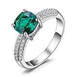 JewelryPalace Kissen Geschnitten 1.8ct Simulierter Grün Smaragd Ring Damen, Schmuck Set,...