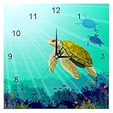 EZIOLY Quadratische Wanduhr, Meeresschildkröte, moderne Wanduhren, nicht tickend, 20,3 cm,...