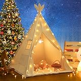 LIONHERZ® DAS ORIGINAL Tipi Zelt für Kinder aus 100% Baumwolle mit Federdeko, Kuschelmatte,...