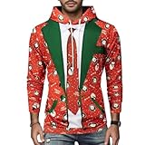 Dasongff Weihnachtspullover Herren Lustig Hoodie Elegant Locker Kapuzenpullover Vielseitig Casual...