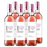 I heart Rosé Wein (6 x 0,75 l) - frisch-fruchtiger Roséwein, Trocken, mit süßen Himbeer Aromen,...