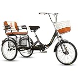 AGrAdi Dreirad für Erwachsene, 20 Zoll, Single-Speed-Fahrrad mit Einkaufskorb und Rücksitz,...