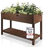 PATKAR® 117x40x78cm Hochbeet Holz [RÜCKENSCHONENDE HÖHE] - Premium hochbeet Balkon oder Garten...