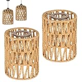 2 Stück Lampenschirm Boho, Zylinder Rattan Lampenschirm Outdoor Papierlampenschirm Lampenschirme...