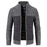 Strickjacke Herren Warme Fleece Trachtenjacke Cardigan Outdoor Fleecejacke Mit Stehkragen Gestrickt...