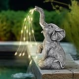 GIGALUMI Elefantenstatue Gartendekoration Bewässerungselefant Figur Solarbetriebene LED Lichter,...