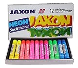 Honsell 47408 - Jaxon Ölpastellkreide, 12er Set, 2 x 6 Neon-Farben im Kartonetui, brillante,...