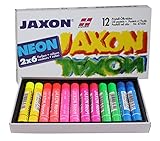Honsell 47408 - Jaxon Ölpastellkreide, 12er Set, 2 x 6 Neon-Farben im Kartonetui, brillante,...