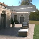 Qnhdfrt Automatische Freistehende Markise mit LED und Windsensor 500x350 cm Blau Weiß für Terrasse...