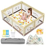 SOFTHOM Laufstall Baby 150x180cm mit Faltbarer Matratze, Laufgitter Baby mit Rutschfestem Boden und...