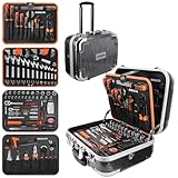 REALTEK Werkzeugkoffer 123 tlg Werkzeug Set mit Trolley-Funktion, Werkzeugkasten mit Ratsche...