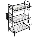 Geschirrabtropfgestell mit 3 Ebenen, modernes Abtropfgestell für Geschirr, platzsparend, kompaktes...