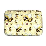 Niedlicher Cartoon Gelb Hummel Muster Kunstfell Teppich für Wohnzimmer, Flauschiger Waschbarer...