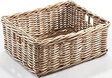 Kobolo Rattankorb Regalkorb Aufbewahrung - eckig - Rattan - Kubu grau - groß - 52x40x20 cm