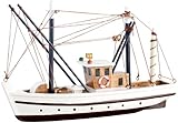 Playtastic Schiffbausatz: 40-teiliger Schiff-Bausatz Fischkutter aus Holz (Bausatz Boot Kinder,...