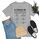 Sumairah 6 Stages of Debugging Funny Programming Computer Science T-Shirt, grau meliert, XXL