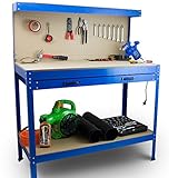 BITUXX Werktisch Werkbank Arbeitstisch Arbeitsplatte Lochwand Schublade Werkstatt 115 x 55 x 140 cm...