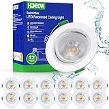 HOMEOW 12er Set Led Einbaustrahler 230V 5W, 30°-60° Schwenkbar Led Spots, 450LM 2700K Warmweiß...