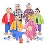 Puppen für Puppenhaus Familie, 12 Stück Puppenhaus Figuren Puppen Familie Set Holzpuppe Spielzeug...