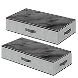 SONGMICS Unterbettkommode, 2er Set, Unterbett Aufbewahrungsbox mit Sichtfenster, Faltbarer...