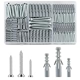 230 Stk Schrauben und Dübel Set (115 x Schlagdübel, 115 x Gipskarton Schrauben), Mauerwerksziegel...