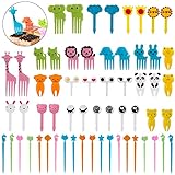 VEGCOO 60 Stück Food Picks Obstgabeln Kinder Spieße kinder Mini Gabeln für Kinder Süße Mini...